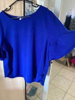 Cobalt blue bell sleeve blouse